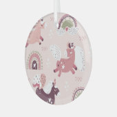 Unicorns Rainbows: Pastellzauberer Hintergrund. Ornament Aus Glas (Vorderseite links)