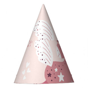 Unicorns Rainbows: Pastellzauberer Hintergrund. Partyhütchen