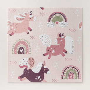 Unicorns Rainbows: Pastellzauberer Hintergrund. Puzzle