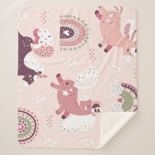 Unicorns Rainbows: Pastellzauberer Hintergrund. Sherpadecke