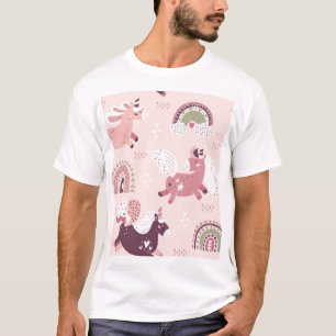 Unicorns Rainbows: Pastellzauberer Hintergrund. T-Shirt