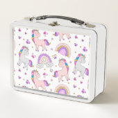 Unicorns Rainbows und Schmetterlinge Metall Brotdose (Vorderseite)