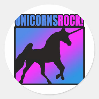 Unicorns Rock! Runder Aufkleber