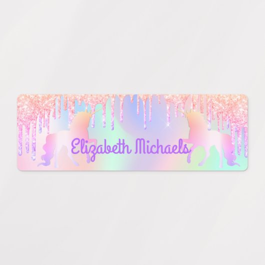 Unicorns rosa lila ganzheitliche Tropfen Etiketten (Design 1)