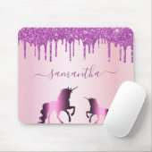 Unicorns rosa lila Glitzer Tropfen Name Mädchen Mousepad (Mit Mouse)