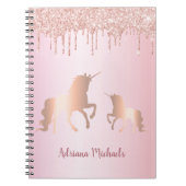 Unicorns Rosa Rosengold Glitzer Name Notizblock (Vorderseite)