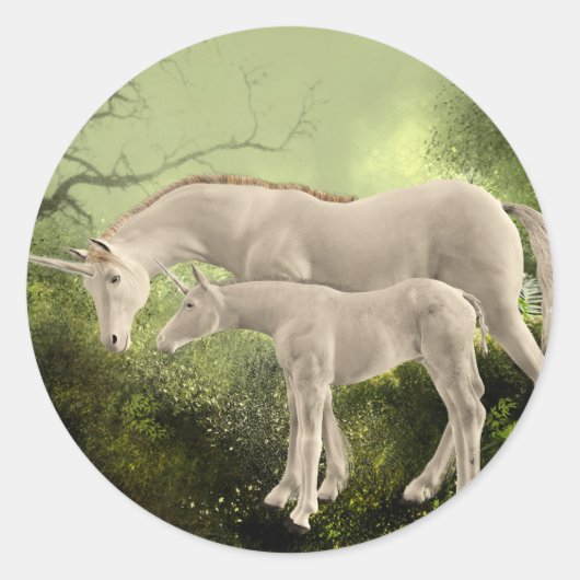 Unicorns Runder Aufkleber (Vorderseite)