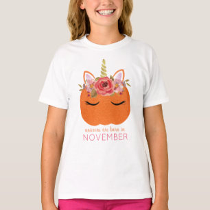 Unicorns sind geborener im November Glitzer-Kürbi T-Shirt