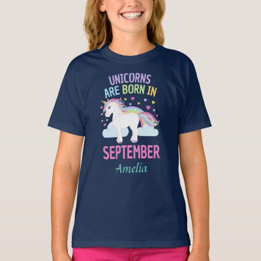 Unicorns sind geborener im September T-Shirt (Vorderseite)