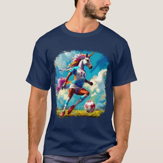 Unicorns Soccer - Fußballspieler Einhorn T - Shirt (Vorderseite)