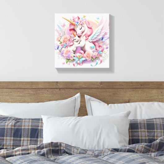 Unicorns Stretched Canvas Print Leinwanddruck (Insitu (Schlafzimmer))