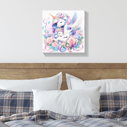 Unicorns Stretched Canvas Print Leinwanddruck (Insitu (Schlafzimmer))
