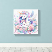 Unicorns Stretched Canvas Print Leinwanddruck (Insitu (Holzboden))