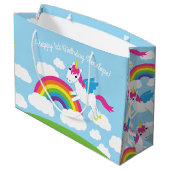 Unicorns u. Regenbogen-niedliches 1. Große Geschenktüte (Rückseite Schrägansicht)