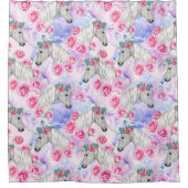 Unicorns-u. Rosen-Muster Duschvorhang (Vorderseite)