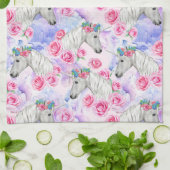 Unicorns-u. Rosen-Muster Geschirrtuch (Gefaltet)