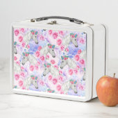 Unicorns-u. Rosen-Muster Metall Brotdose (Beispiel)