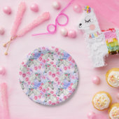 Unicorns-u. Rosen-Muster Pappteller (Party)