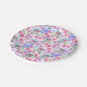 Unicorns-u. Rosen-Muster Pappteller (Schrägansicht)