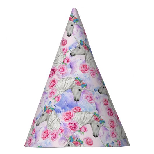Unicorns-u. Rosen-Muster Partyhütchen (Rechts)