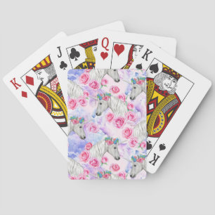 Unicorns-u. Rosen-Muster Spielkarten