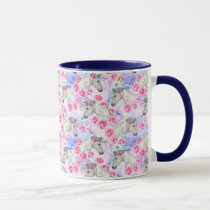 Unicorns-u. Rosen-Muster Tasse