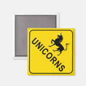 Unicorns überqueren Warnschildkröte Magnet (Vorderseite/Rückseite)