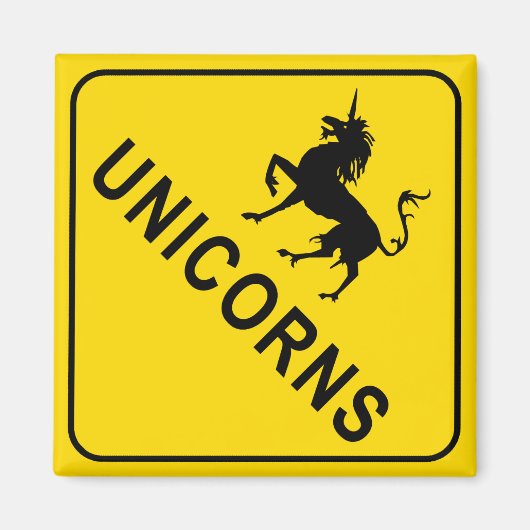 Unicorns überqueren Warnschildkröte Magnet (Vorne)