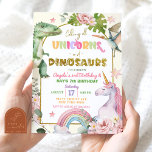 Unicorns und Dinosaurier Gemeinsame Geschwister Ge Einladung<br><div class="desc">Einhorn und Dinosaurier Gemeinsame Einladung zur Geburtstagspartei von Geschwistern</div>