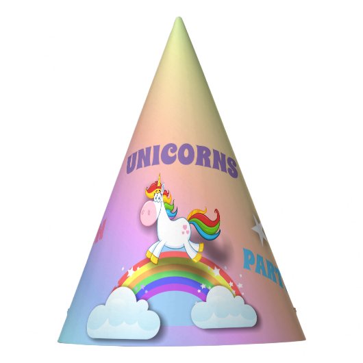 Unicorns und Rainbow Birthday Party Hat Partyhütchen (Vorderseite)