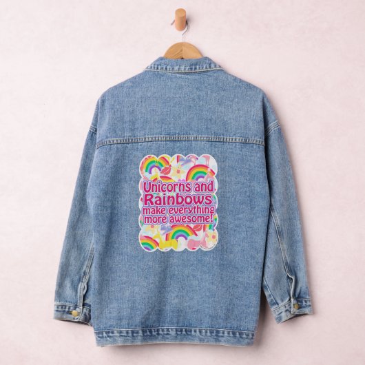 Unicorns und Rainbows Spaß Neon 80er Logo Art Jeansjacke (Hangar)