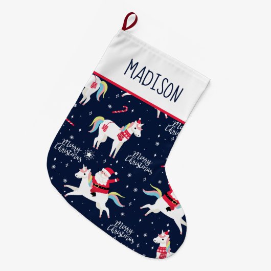 Unicorns und Santas Großer Weihnachtsstrumpf (Vorderansicht (hängend))