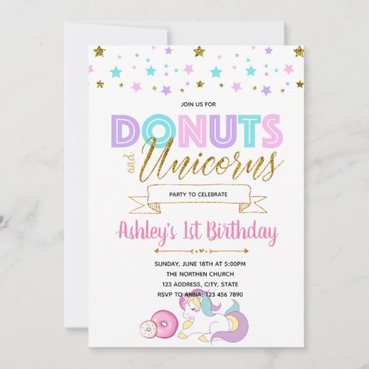 Unicorns- und Schaumgummiring-Party Einladung (Vorderseite)