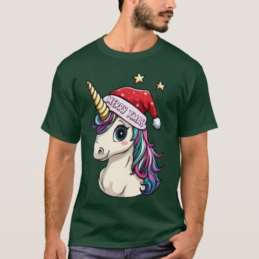 Unicorns Weihnachtsmädchen T-Shirt (Vorderseite)