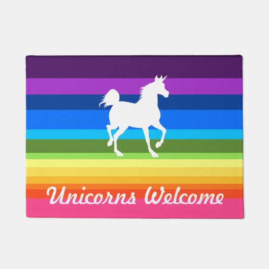Unicorns Welcome Rainbow Fußmatte (Vorderseite)