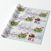 Unicorns ziehen den Schlitten des Weihnachtsmanns  Geschenkpapier (Ungerollt)