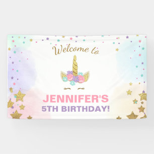 Unicoro Geburtstagsbanner Magical Pink und Gold Gi Banner