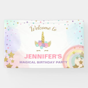 Unicoro Geburtstagsbanner Magical Pink und Gold Gi Banner