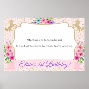 Unicoron Foto Stand Frame Prop Poster Gold Floral