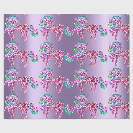 Unicoron Funkelnd Glitzer Pink Fairly VIP Lila Geschenkpapier (Flach)