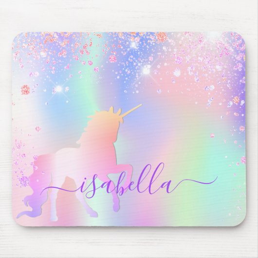 Unicoron Glitzer Staub rosa Rosengold Regenbogen Mousepad (Vorne)