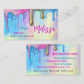 Unicoron Glitzer Tropfen Business Card Visitenkarte (Vorne/Hinten)