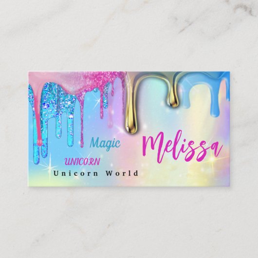 Unicoron Glitzer Tropfen Business Card Visitenkarte (Vorderseite)
