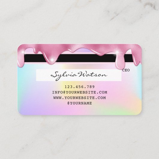 Unicoron Glitzer Tropfen Kreditkarte Hologramm Las Visitenkarte (Rückseite)