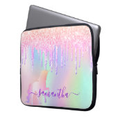 Unicoron Glitzer Tropfen Regenbogenname iridescent Laptopschutzhülle (Vorderseite Links)