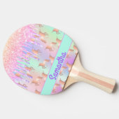 Unicoron Glitzer Tropfen Rosa Mädchenname Tischtennis Schläger (Seitenansicht)