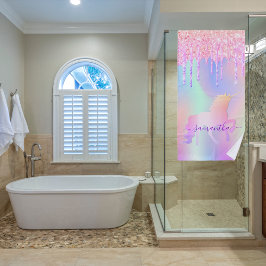 Unicoron Glitzer Tropfen Rosa Regenbogenmonogramm Strandtuch