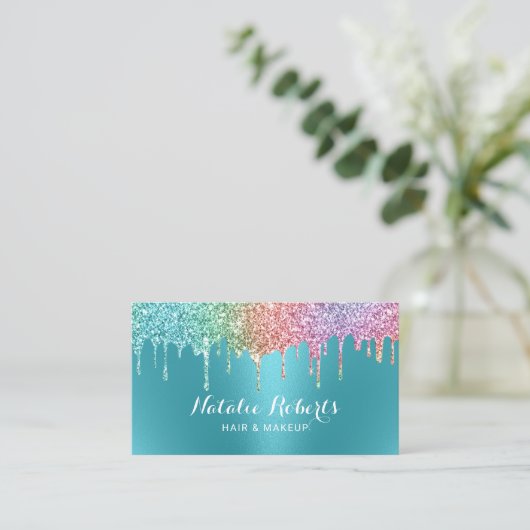 Unicoron Glitzer Tropfens Aquamarin Makeup Artist Visitenkarte (Stehend Vorderseite)