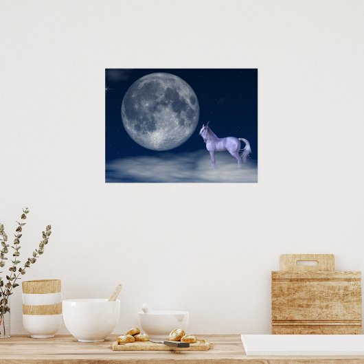 Unicoron Moon Magic Wall Art Poster Print (Küche)
