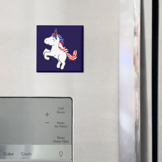Unicoron Off White Patriotic USA Flag Mane Cartoon Magnet (In Situ (Kühlschrank))